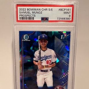 2022 Bowman Chrome Sapphire Prospects #BCP161 Samuel Munoz RC PSA Mint 9